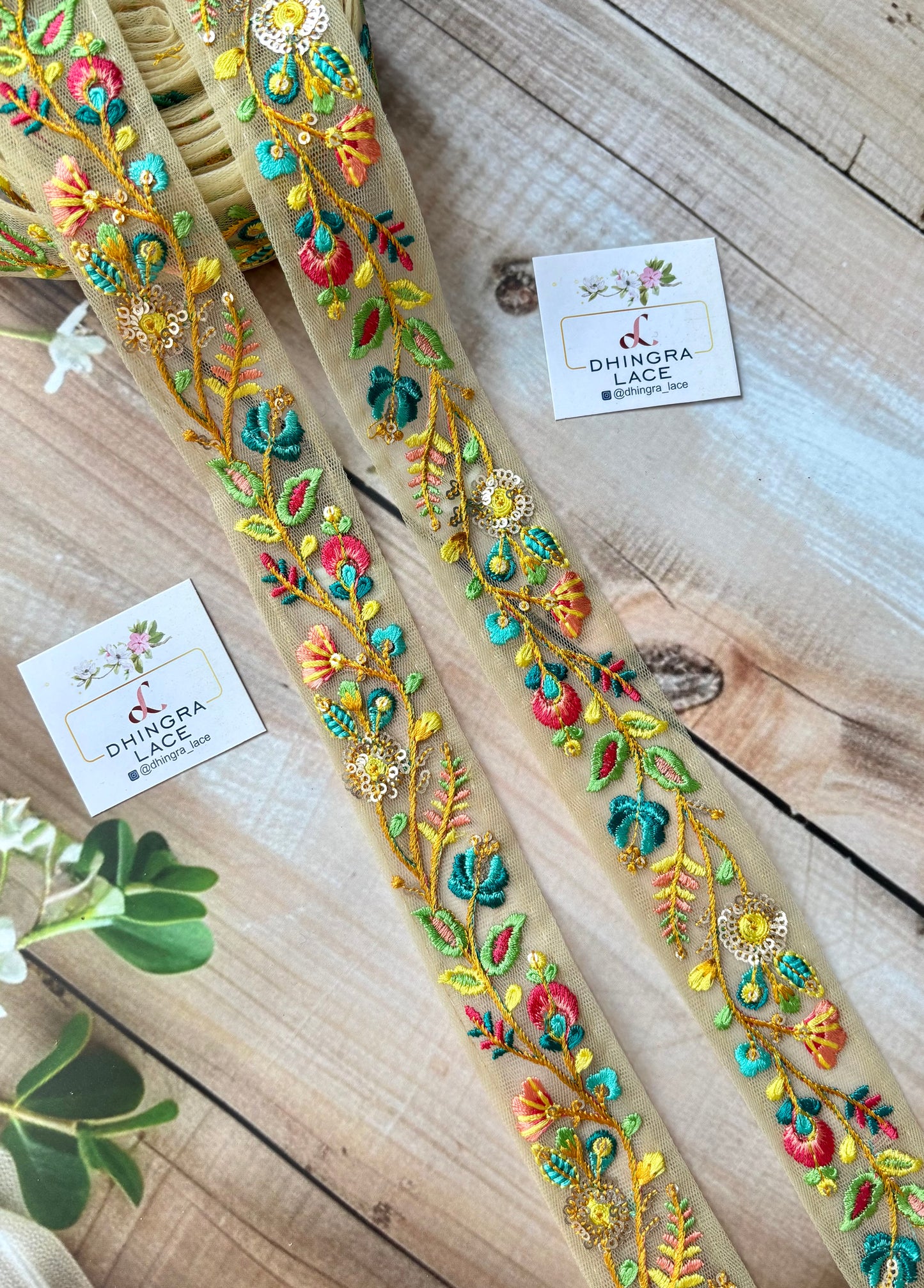 Beautiful Net Based Threadwork Lace Multicolour 280825