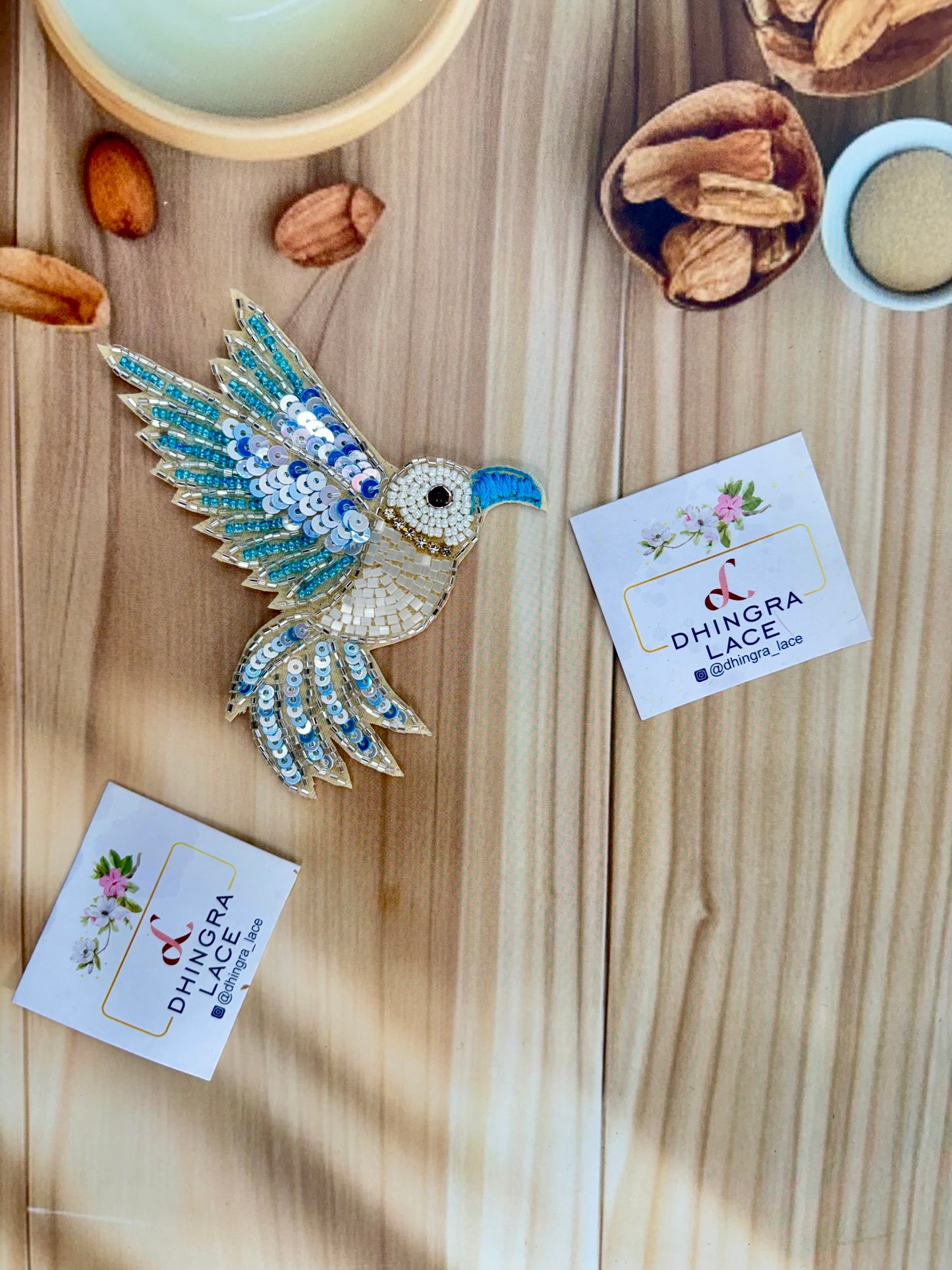 Beautiful Handwork Bird Patch Left Ferozi 071025