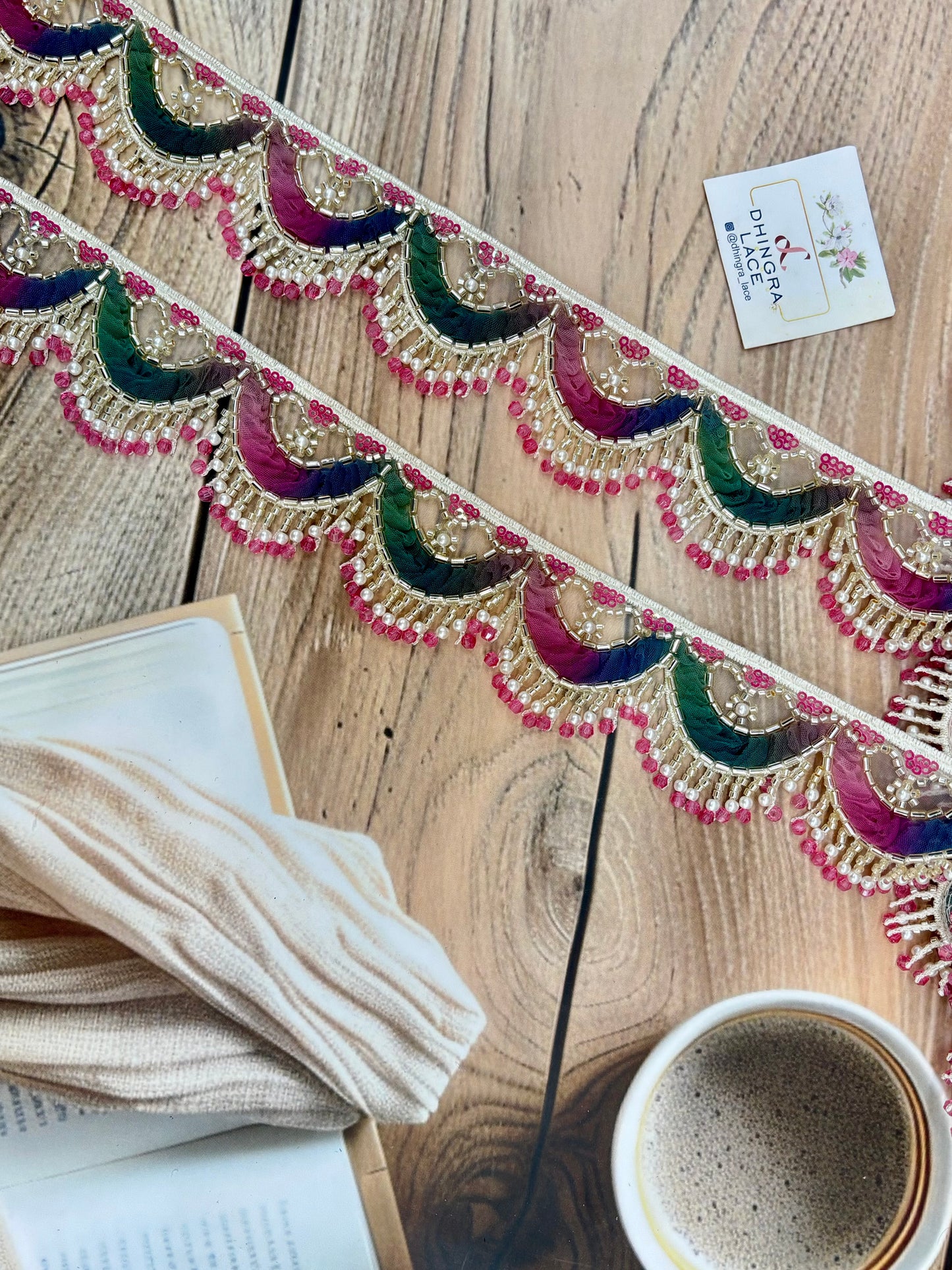 Beautiful Multicolour Pink  Hanging Lace 220725