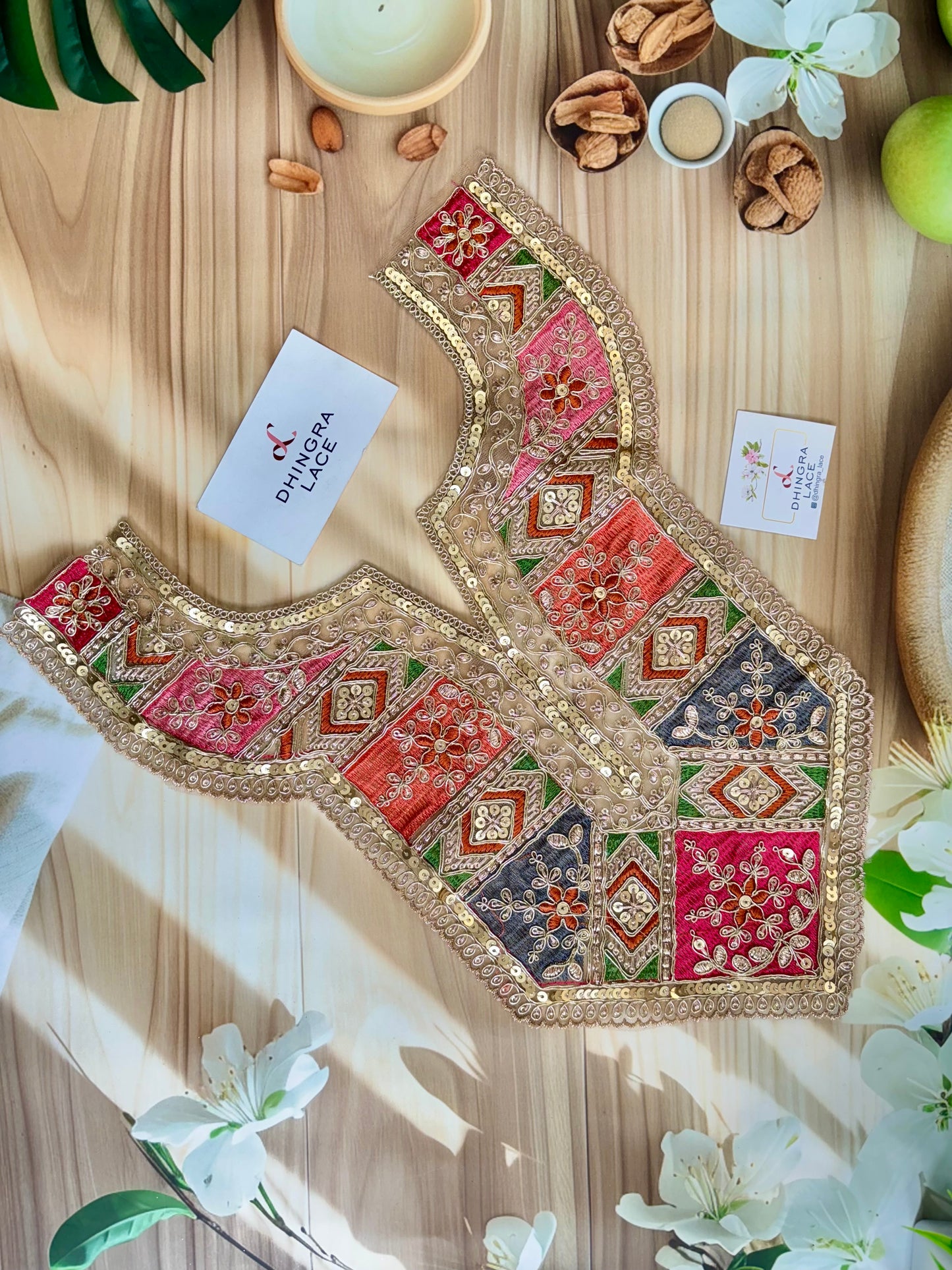 Beautiful Net Based Zari Work Multicolour Neck 210725