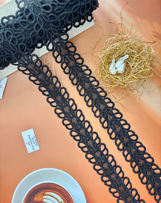 Beautiful Guipure Summer Lace Black 3 Yard (2.7 Meters) Medium 060326/120326