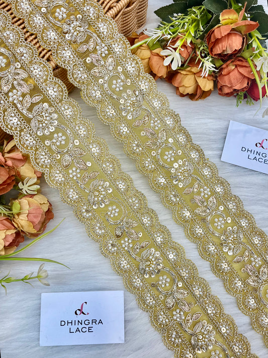 Beautiful Net Based Handwork Border 250325