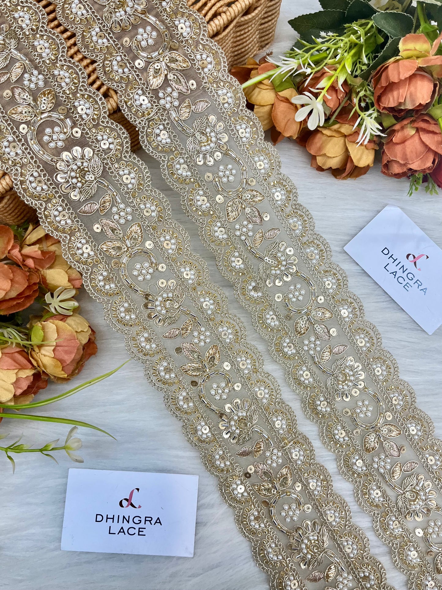 Beautiful Net Based Handwork Border 250325