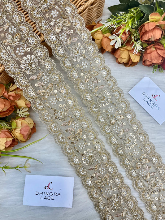 Beautiful Net Based Handwork Border 250325
