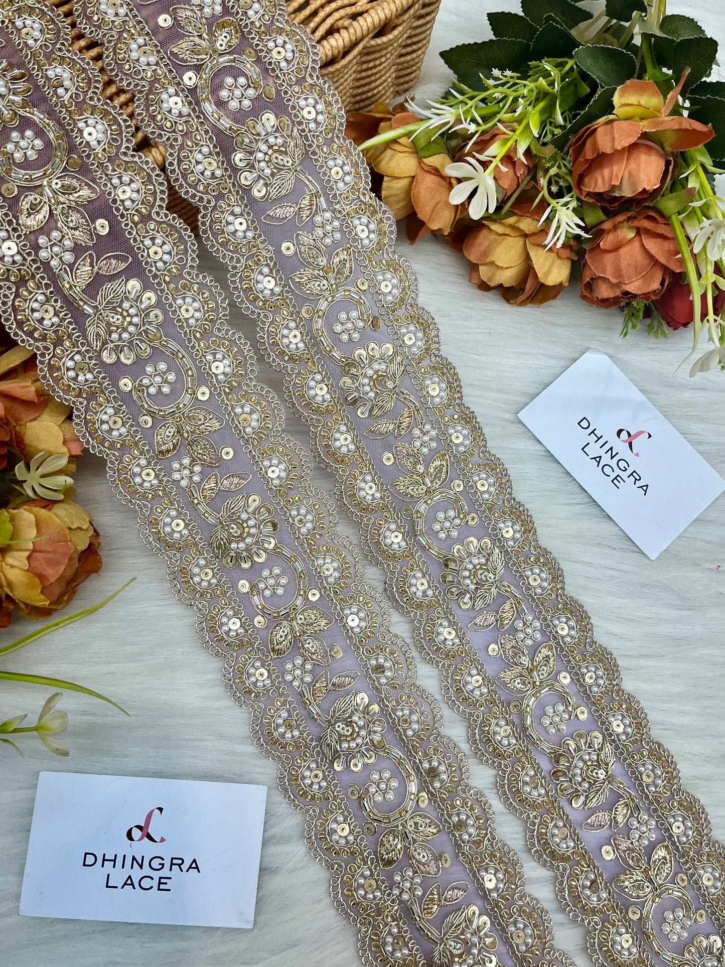 Beautiful Net Based Handwork Border 250325