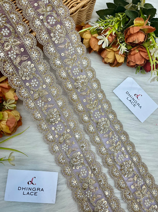 Beautiful Net Based Handwork Border 250325