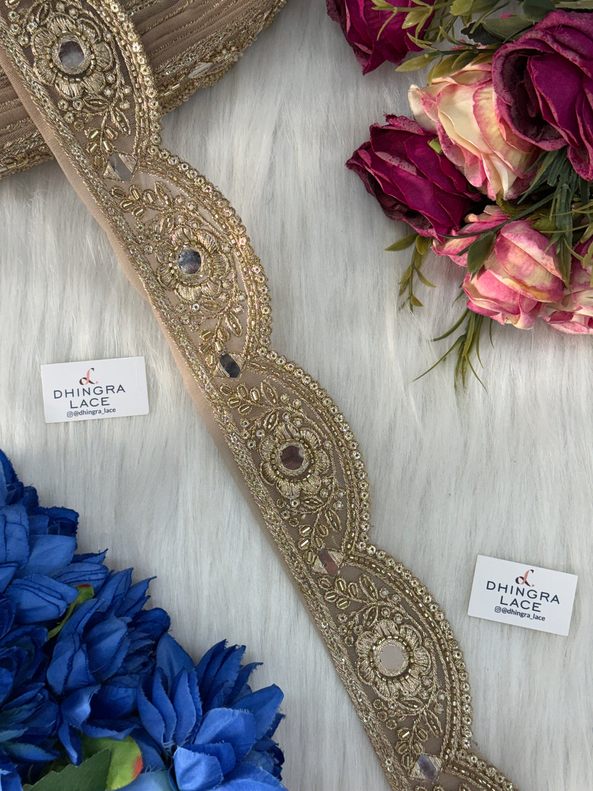 Net Based Handwork Or Mirror Work Borders Gold/Antique (9 Meters) 231026