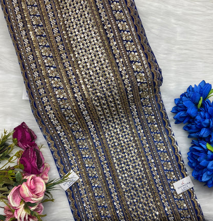 Net Based Coloured Handwork Border 10 Inches Broad (2.8 Meters) 261026