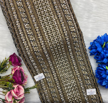 Net Based Coloured Handwork Border 10 Inches Broad (2.8 Meters) 261026
