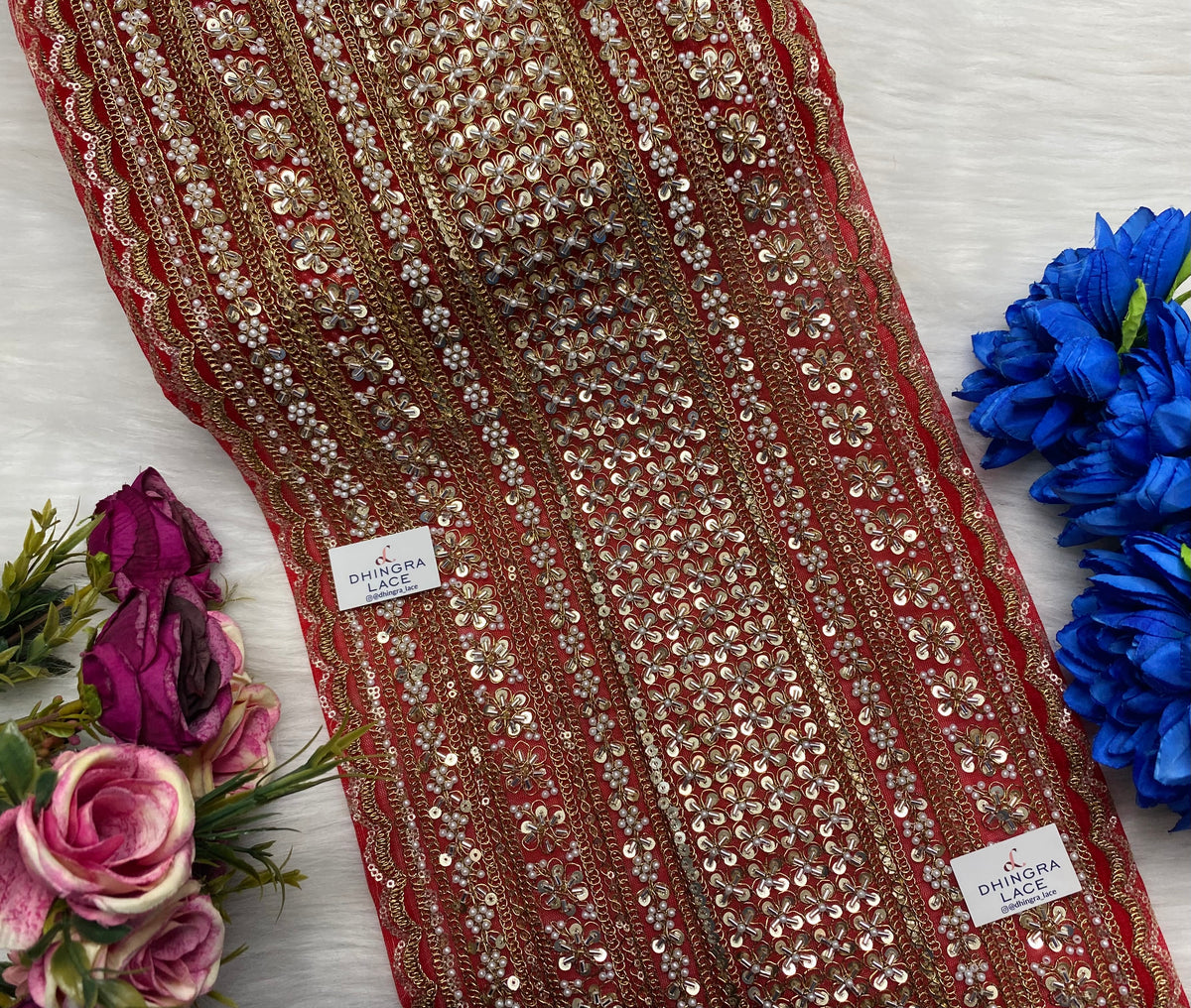Net Based Coloured Handwork Border 10 Inches Broad (2.8 Meters) 261026