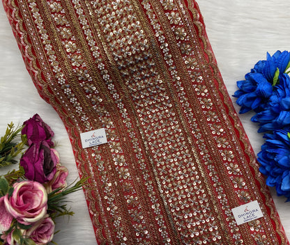 Net Based Coloured Handwork Border 10 Inches Broad (2.8 Meters) 261026