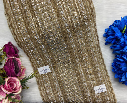 Net Based Coloured Handwork Border 10 Inches Broad (2.8 Meters) 261026
